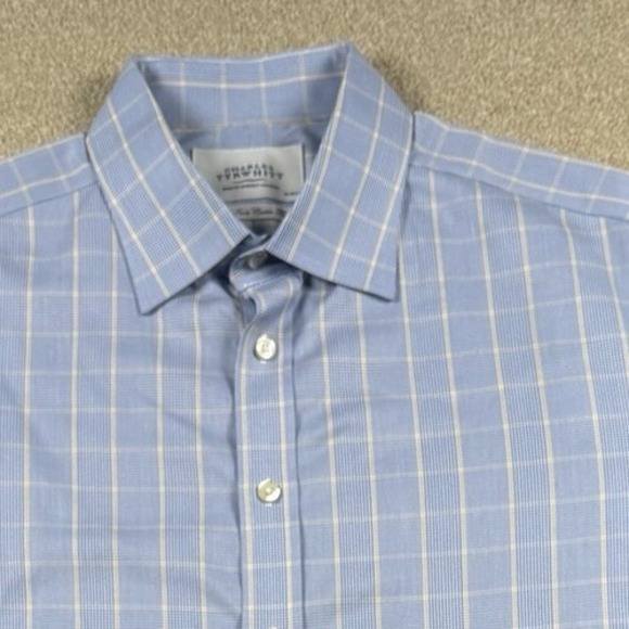 Charles Tyrwhitt Other - Charles Tyrwhitt Men Dress Shirt Size 17/35 Fit Blue Plaid French Cuff